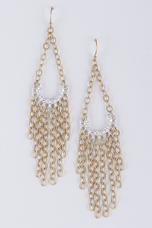 Teardrop Shape Chain Attached Dangle Earring 5GAJ8